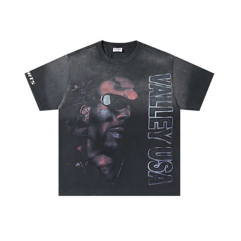 VALE USA Washed Black Portrait Graphic T-Shirt — hero