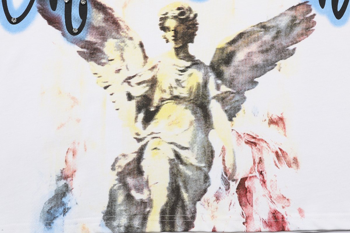 MIXED EMOTION Blue Angel Rhinestone Graphic T-Shirt — detail