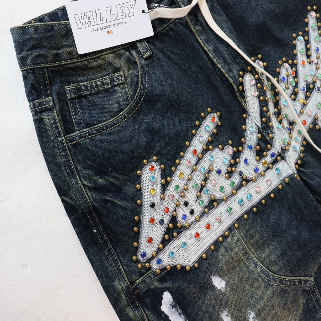VALE Sports Division Embellished Wide-Leg Jeans — hang_tag
