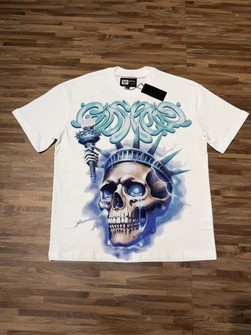 Godspeed Skull Liberty Graphic T-Shirt — front