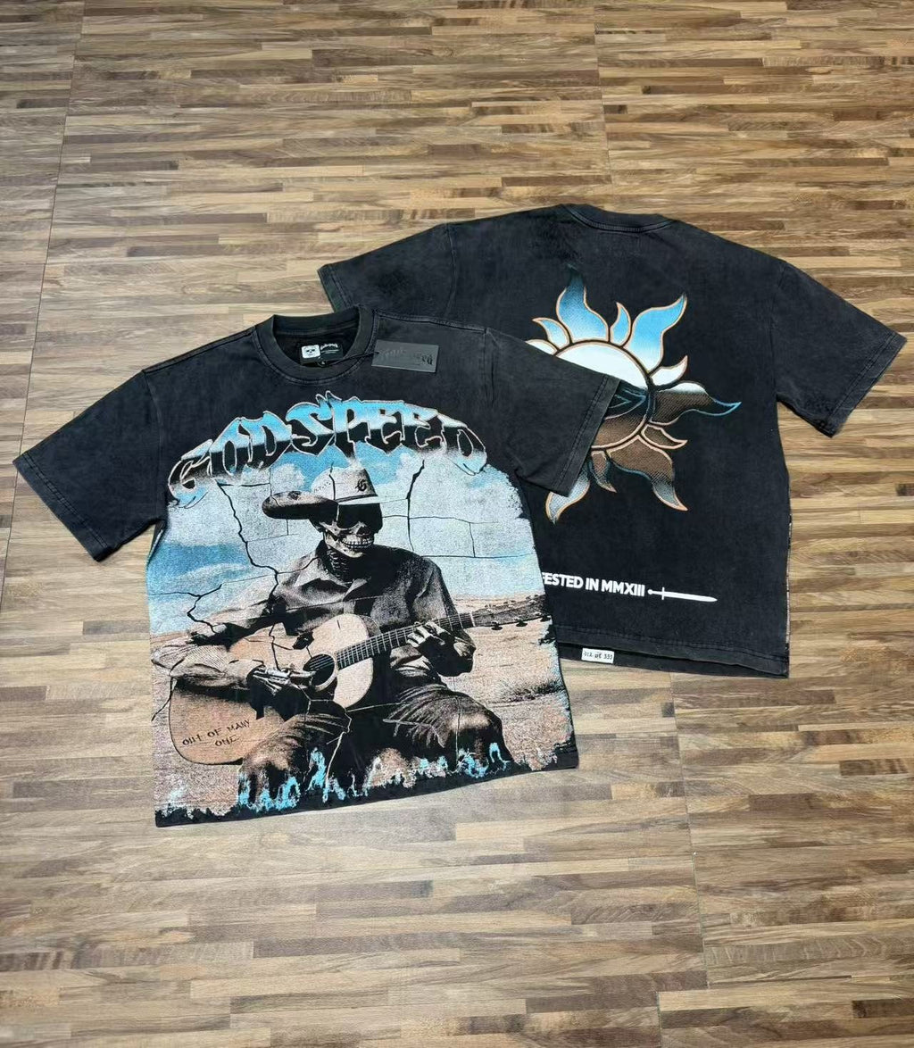 Godspeed Skeleton Guitar Graphic T-Shirt — context