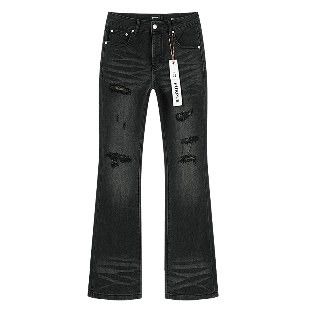Purple Brand Distressed Washed Flare Jeans — front
