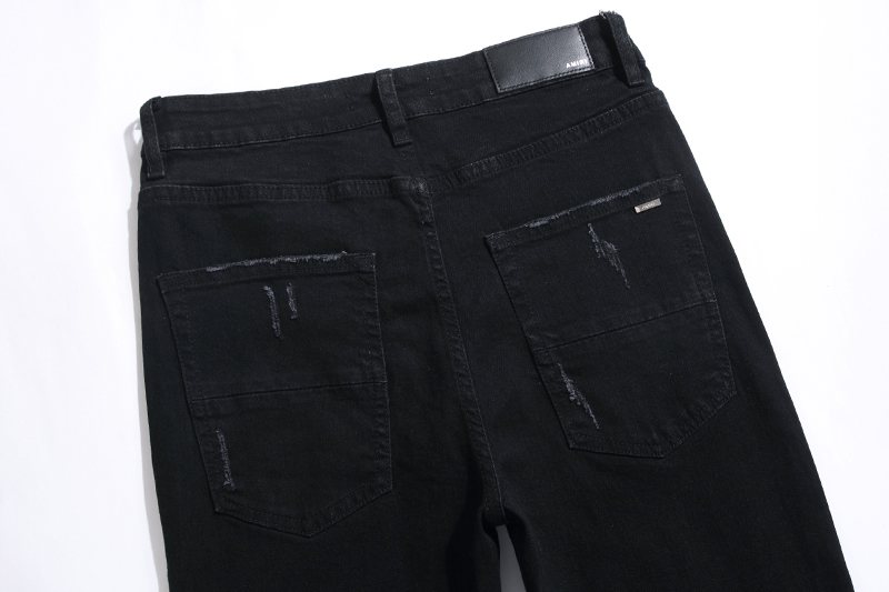 AMIRI Black Distressed Moto Panel Jeans — detail