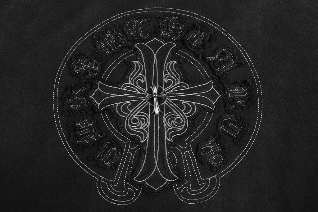 Chrome Hearts Distressed Cross Slogan Graphic Sweatshirt — detail