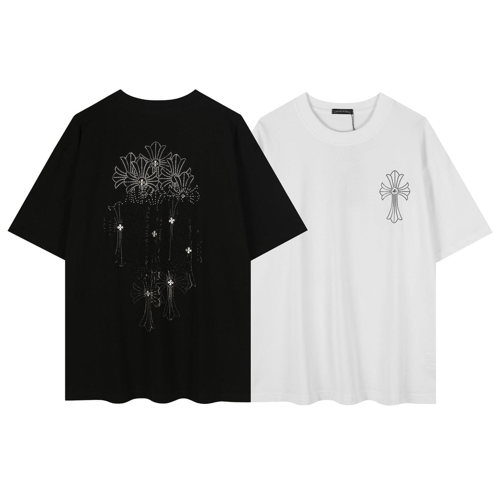 Chrome Hearts Firework Rhinestone Cross Graphic T-Shirt — comparison
