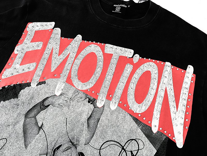 MIXED EMOTION Rhinestone Graphic T-Shirt — detail