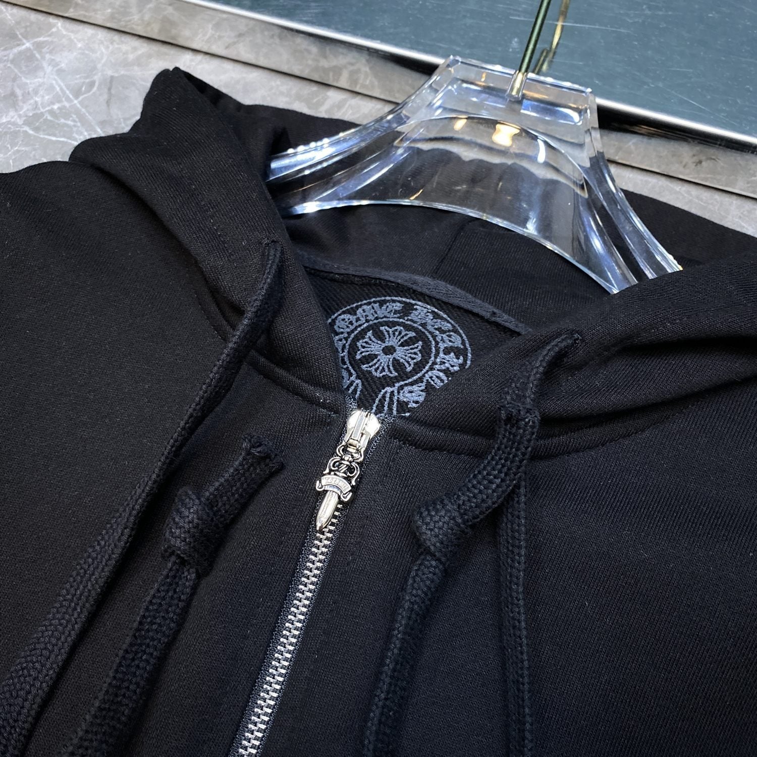 Chrome Hearts Horseshoe Graphic Zip Hoodie — neck_label