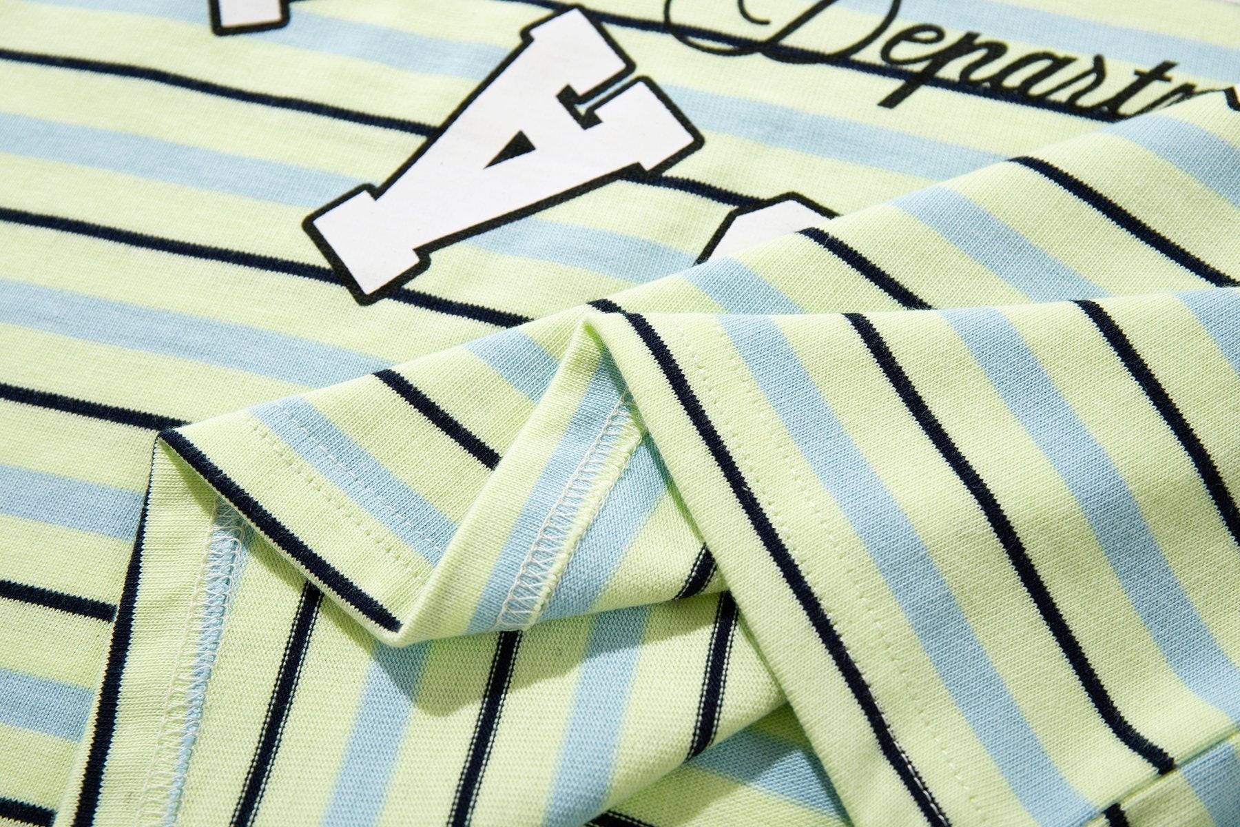 MAJESTIK Mint Green Striped Half-Zip Polo Shirt — detail
